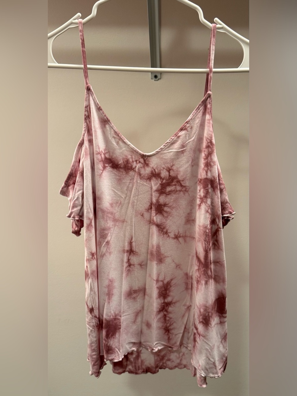 American Eagle Outfitters Dusty Rose Tie-Dye Cold-Shoulder Cami
